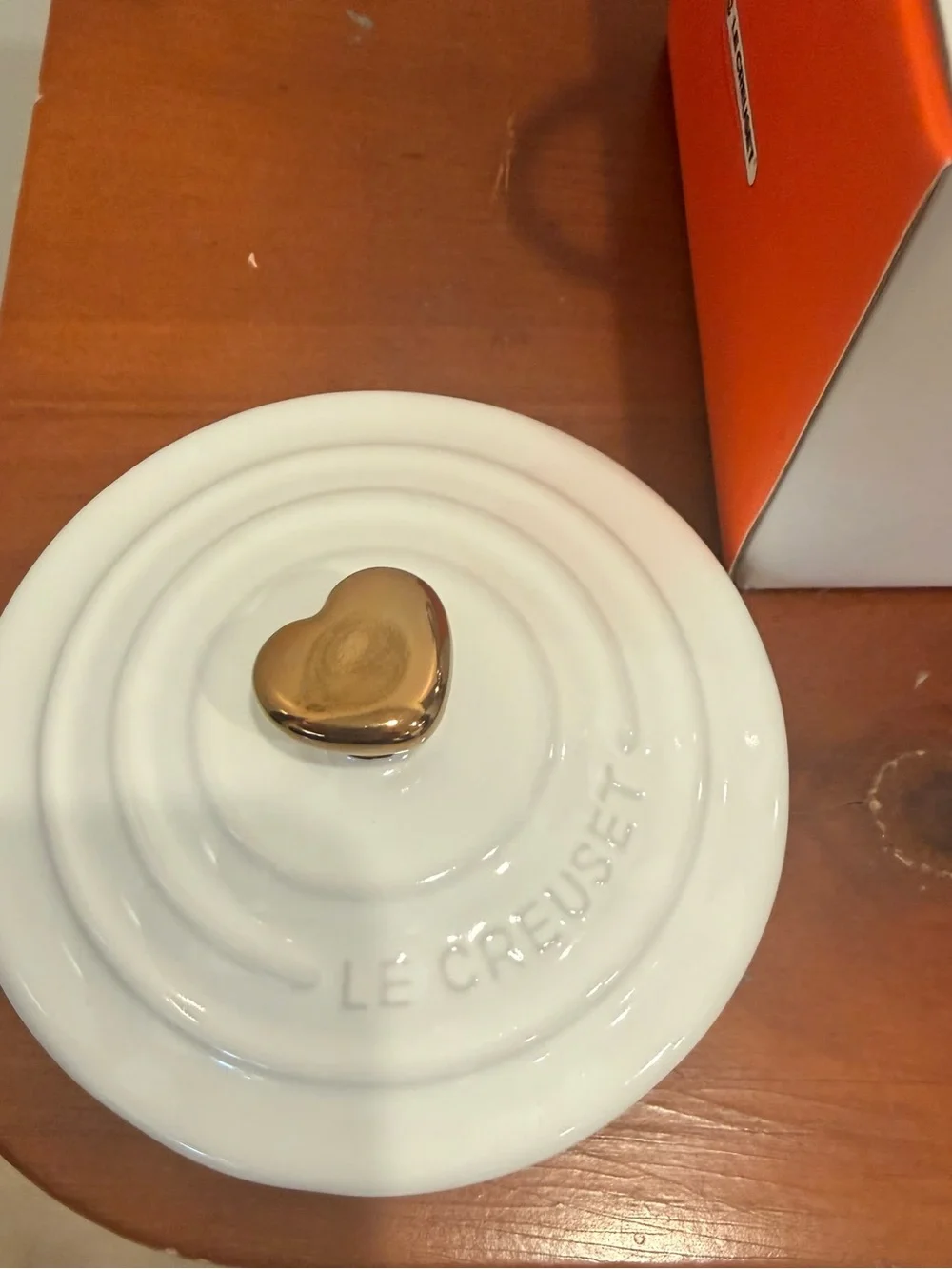 Le Creuset White Mini Cocotte with Gold Knob